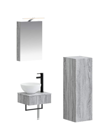 Set di Armadi da Bagno 4 pcs Sonoma grigio 40 x 10,5 x 60,5 cm