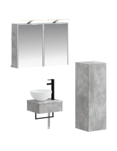 Set di Armadi da Bagno 4 pcs Grigio Cemento 43 x 16 x 62,5 cm