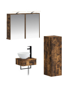 Set di Armadi da Bagno 4 pcs Rovere Fumo 43 x 16 x 62,5 cm