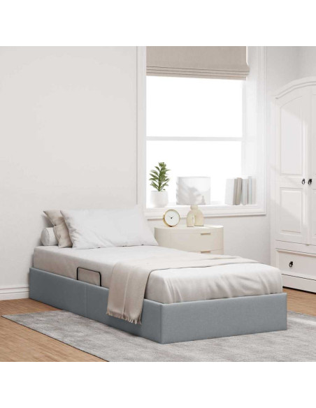 Letto con Contenitore Grigio chiaro 203 x 100 cm Tessuto