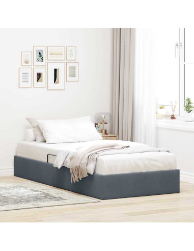 Letto con Contenitore Grigio scuro 100 x 190 cm Velluto