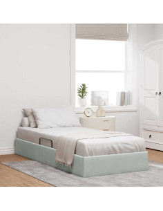 Letto con Contenitore Grigio chiaro 100 x 203 cm Velluto