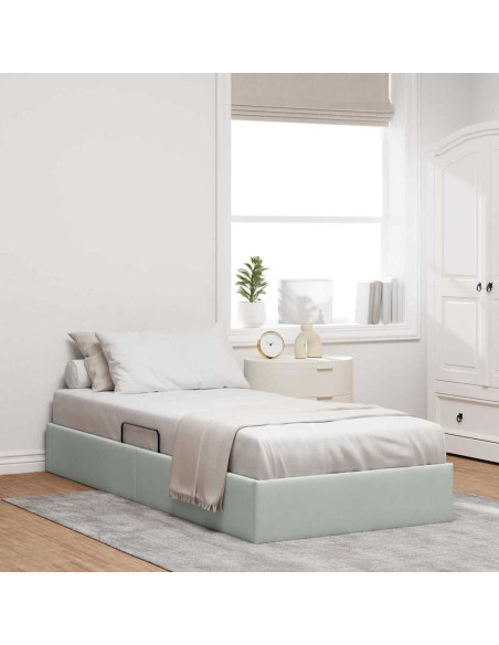 Letto con Contenitore Grigio chiaro 100 x 203 cm Velluto