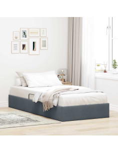 Letto con Contenitore Grigio scuro 100 x 203 cm Velluto