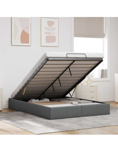 Letto ottomano Grigio Scuro 153 x 203 cm Tessuto