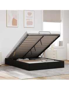 Letto ottomano Nero 153 x 203 cm Tessuto