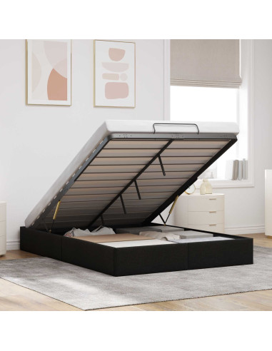 Letto ottomano Nero 153 x 203 cm Tessuto