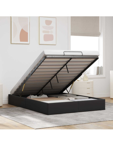 Letto ottomano Nero 153 x 203 cm Velluto