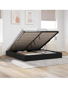 Letto ottomano Nero King size Velluto