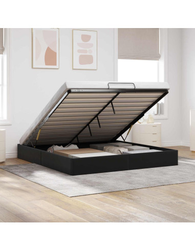 Letto ottomano Nero King size Velluto