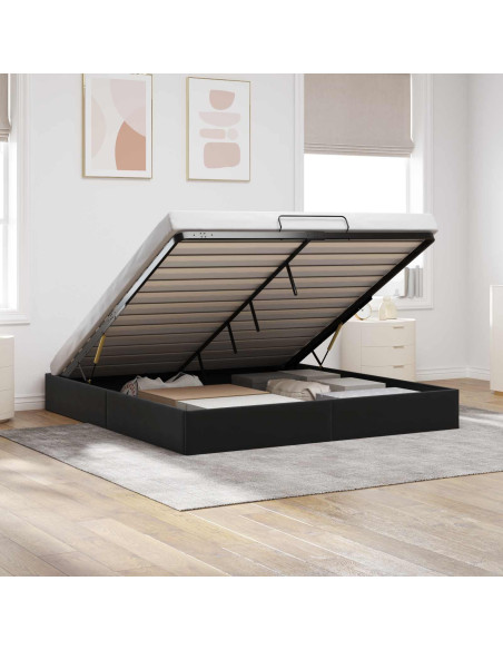 Letto ottomano Nero King size Velluto