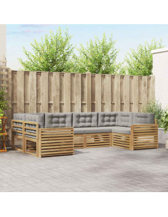 Set di divani da esterno 6 pcs Bianco e Grigio Chiaro