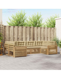 Set di divani da esterno 6 pcs Bianco e Beige