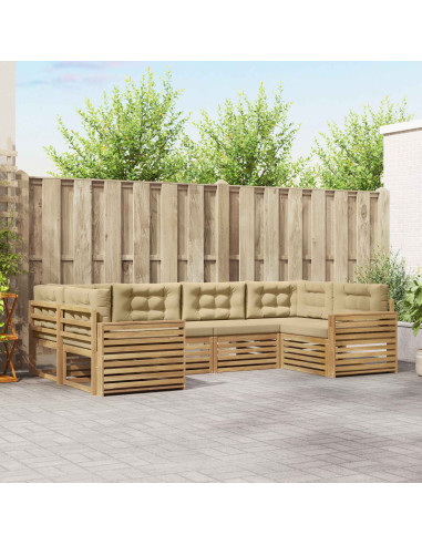 Set di divani da esterno 6 pcs Bianco e Beige