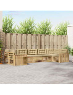 Set di divani da esterno 7 pcs Bianco e Beige