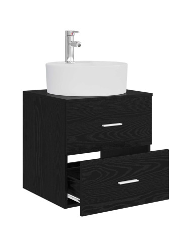 Mobile Lavabo da Parete Rovere Nero 49,5 x 44,5 x 65 cm
