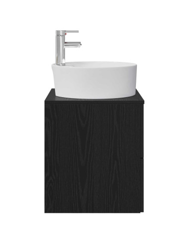 Mobile Lavabo da Parete Rovere Nero 49,5 x 44,5 x 65 cm