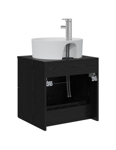 Mobile Lavabo da Parete Rovere Nero 49,5 x 44,5 x 65 cm