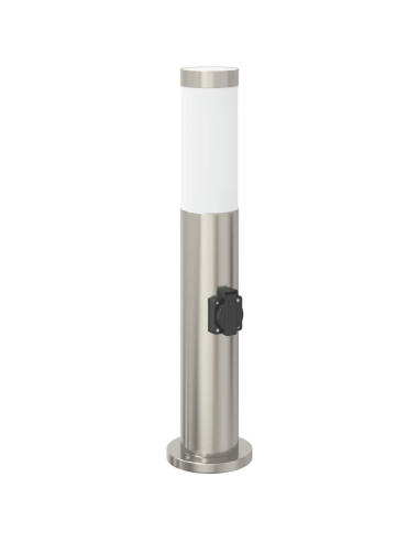 Lampada a paletto con presa elettrica 50 cm Acciaio Inox IP44