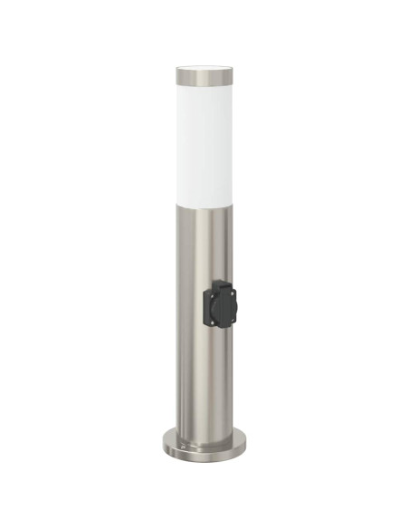 Lampada a paletto con presa elettrica 50 cm Acciaio Inox IP44