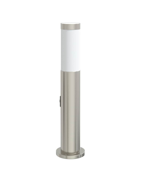 Lampada a paletto con presa elettrica 50 cm Acciaio Inox IP44