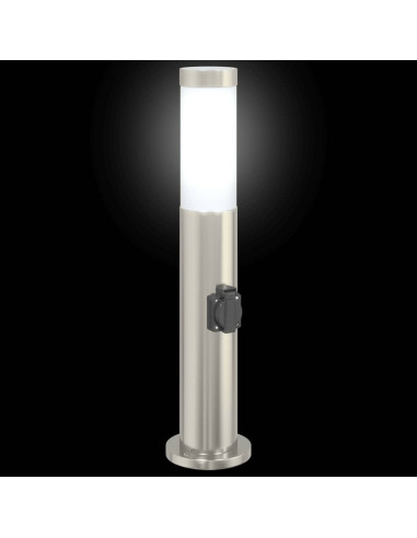 Lampada a paletto con presa elettrica 50 cm Acciaio Inox IP44