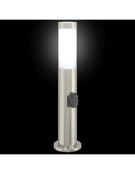 Lampada a paletto con presa elettrica 50 cm Acciaio Inox IP44