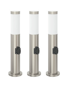 Lampioni a palo con presa elettrica 3 pz 50 cm Acciaio Inox IP44 2