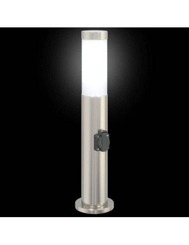 Lampioni a palo con presa elettrica 3 pz 50 cm Acciaio Inox IP44