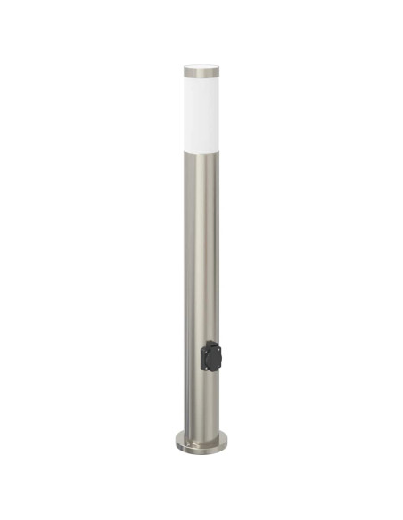 Lampada a paletto con presa elettrica 80 cm Acciaio Inox IP44