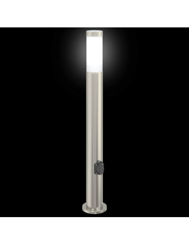 Lampada a paletto con presa elettrica 80 cm Acciaio Inox IP44