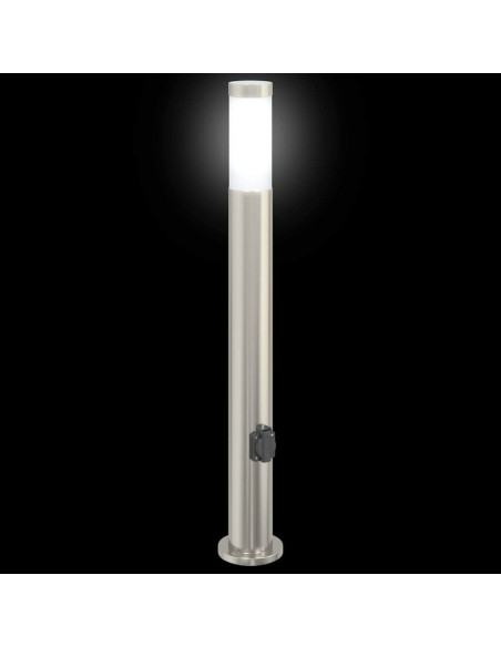 Lampada a paletto con presa elettrica 80 cm Acciaio Inox IP44