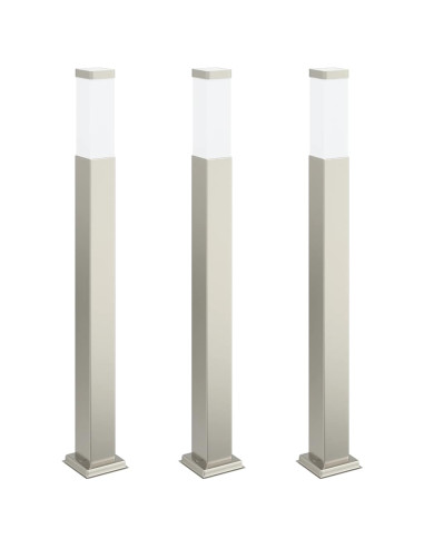 Lampioni a palo 3 pz 80 cm Acciaio Inox IP44
