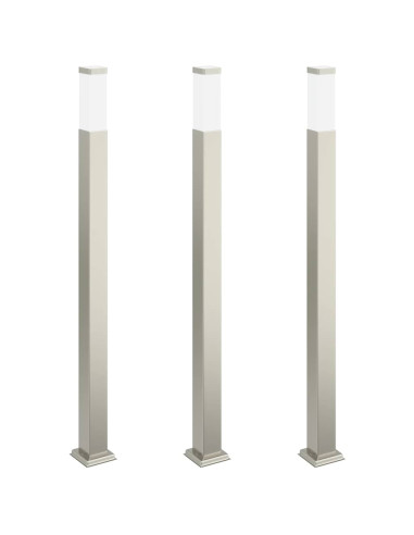 Lampioni a palo 3 pz 110 cm Acciaio Inox IP44