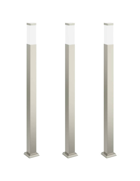 Lampioni a palo 3 pz 110 cm Acciaio Inox IP44