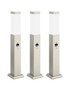 Lampioni a paletto con sensore 3 pz 50 cm Acciaio Inox IP44 2