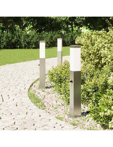 Lampioni a paletto con sensore 3 pz 50 cm Acciaio Inox IP44