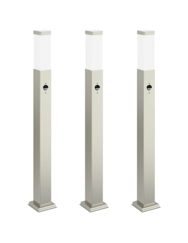 Lampioni a dissuasore con sensore 3 pz 80 cm Acciaio Inox IP44