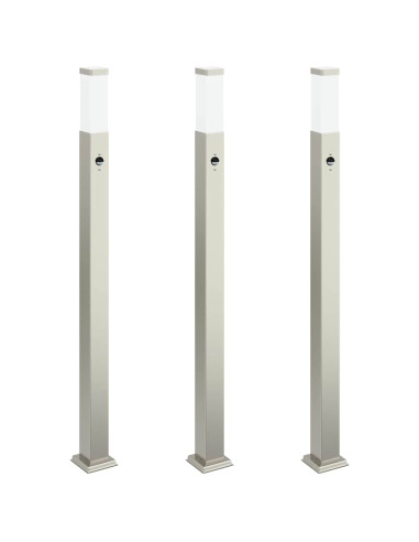 Lampioni a paletto con sensore 3 pz 110 cm Acciaio Inox IP44