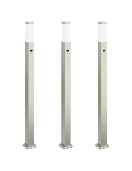 Lampioni a paletto con sensore 3 pz 110 cm Acciaio Inox IP44