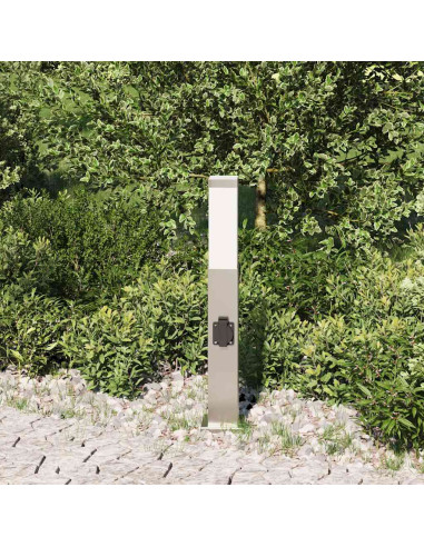 Lampada a paletto con presa elettrica 50 cm Acciaio Inox IP44