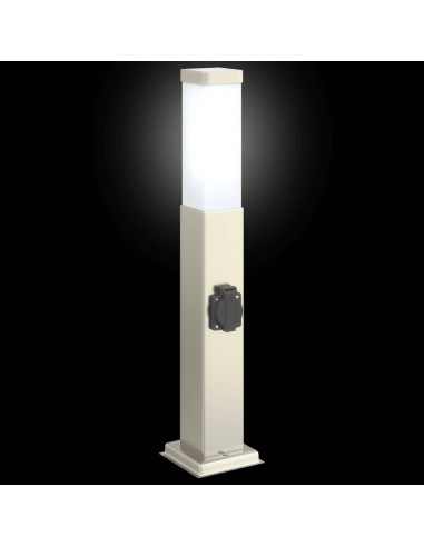 Lampada a paletto con presa elettrica 50 cm Acciaio Inox IP44