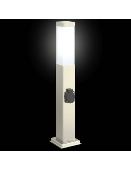 Lampada a paletto con presa elettrica 50 cm Acciaio Inox IP44