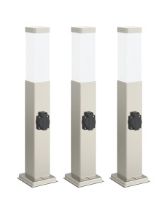 Lampioni a palo con presa elettrica 3 pz 50 cm Acciaio Inox IP44 2
