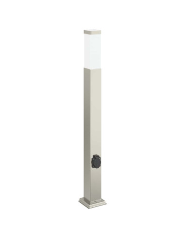 Lampada a paletto con presa elettrica 80 cm Acciaio Inox IP44
