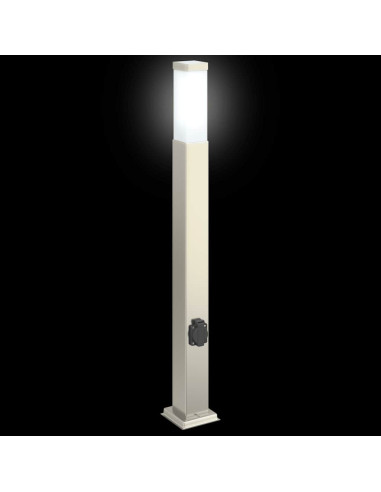 Lampada a paletto con presa elettrica 80 cm Acciaio Inox IP44