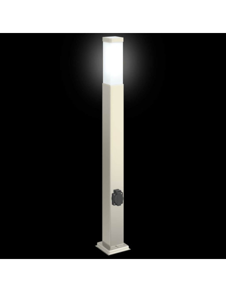 Lampada a paletto con presa elettrica 80 cm Acciaio Inox IP44