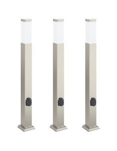 Lampioni a colonnina con presa elettrica 3 pz 80 cm Acciaio Inox IP44 2