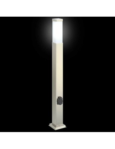 Lampioni a colonnina con presa elettrica 3 pz 80 cm Acciaio Inox IP44