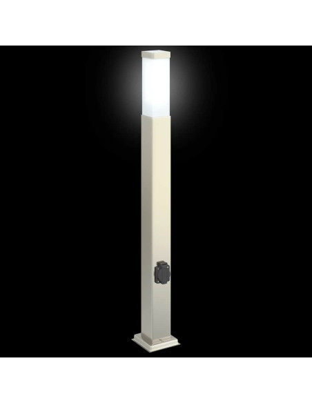 Lampioni a colonnina con presa elettrica 3 pz 80 cm Acciaio Inox IP44